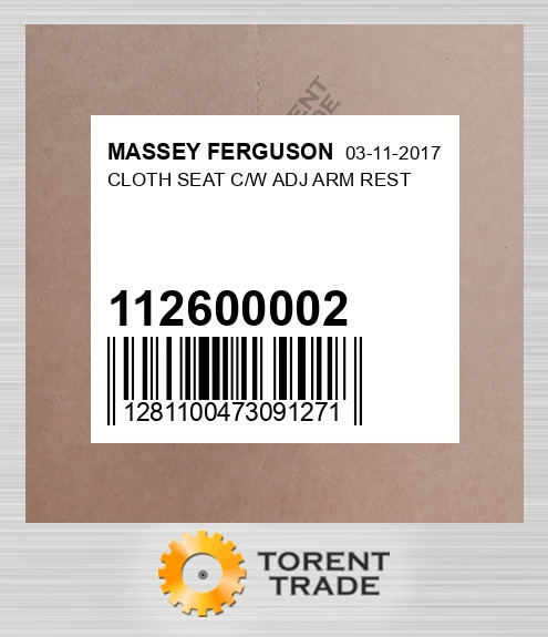 112600002 CLOTH SEAT C/W ADJ важіль REST MASSEY FERGUSON NEW AFTERMARKET