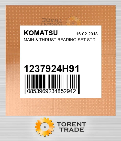 1237924H91 Комплект корінних і упорних підшипників, стандарт KOMATSU NEW AFTERMARKET