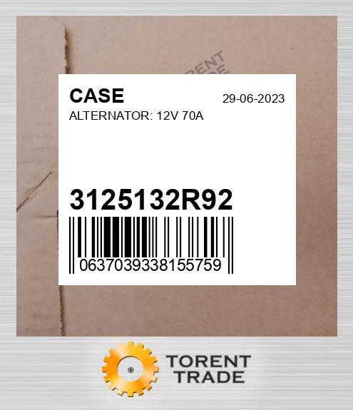 3125132R92 Генератор 12В, 70А — кріплення на 3 вушка CASE NEW AFTERMARKET