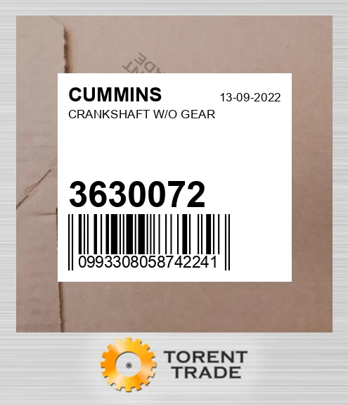 3630072 Колінчастий вал без шестерні CUMMINS NEW AFTERMARKET