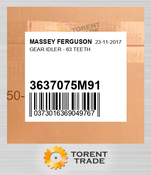 3637075M91 Шестерня, IDLER - 63 TEETH MASSEY FERGUSON NEW AFTERMARKET