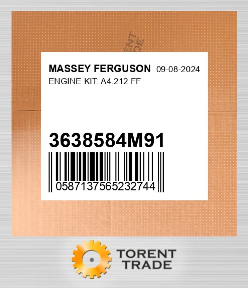3638584M91 Комплект двигуна: A4.212 FF MASSEY FERGUSON NEW AFTERMARKET
