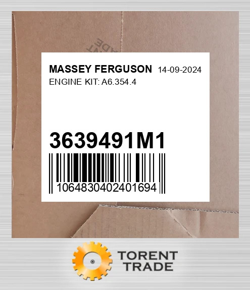 3639491M1 Комплект двигуна: A6.354.4 MASSEY FERGUSON NEW AFTERMARKET