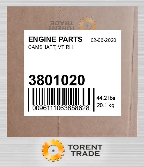 3801020 Розподільний вал, VT RH ENGINE PARTS NEW AFTERMARKET