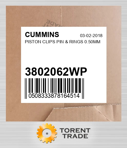 3802062WP Поршень, кліпси, палець і кільця 0.50MM CUMMINS NEW AFTERMARKET