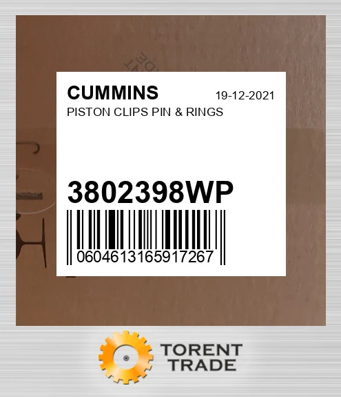 3802398WP Поршень, кліпси, палець і кільця CUMMINS NEW AFTERMARKET
