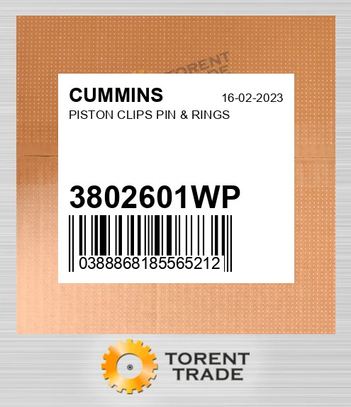 3802601WP Поршень, кліпси, палець і кільця CUMMINS NEW AFTERMARKET