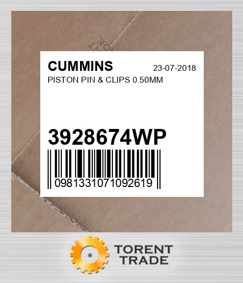 3928674WP Поршень, палець і кліпси 0.50MM CUMMINS NEW AFTERMARKET