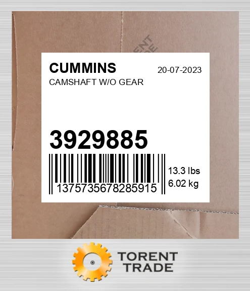 3929885 Розподільний вал без шестерні CUMMINS NEW AFTERMARKET