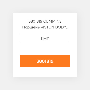 3801819 CUMMINS Поршень PISTON BODY C/W CLIPS (3048808)