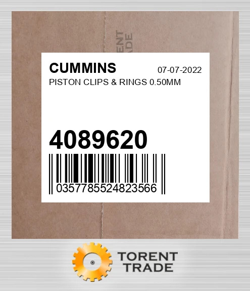 4089620 Поршень, кліпси та кільця 0.50MM CUMMINS NEW AFTERMARKET