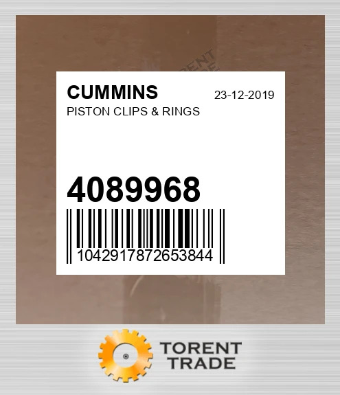 4089968 Поршень, кліпси та кільця CUMMINS NEW AFTERMARKET