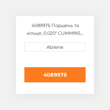 4089976 Поршень та кільця, 0.020" CUMMINS NEW AFTERMARKET