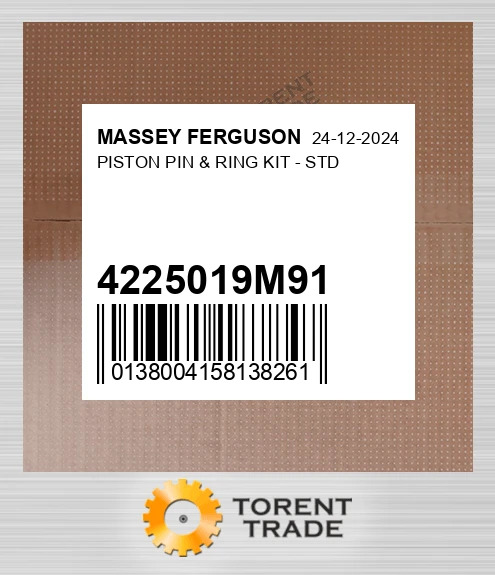 4225019M91 Поршень, Палець & Кільце комплект - STD MASSEY FERGUSON NEW AFTERMARKET