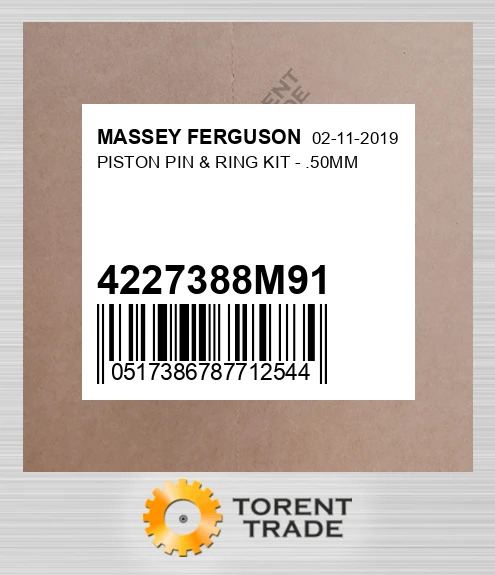 4227388M91 Поршень, Палець & Кільце комплект - .50MM MASSEY FERGUSON NEW AFTERMARKET