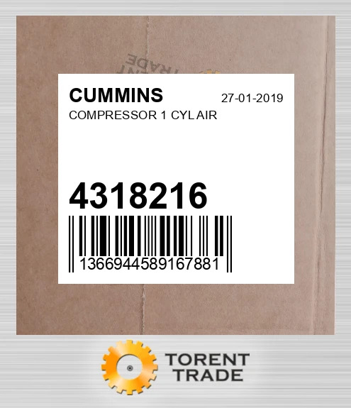 4318216 Компресор, 1 циліндр AIR CUMMINS NEW AFTERMARKET