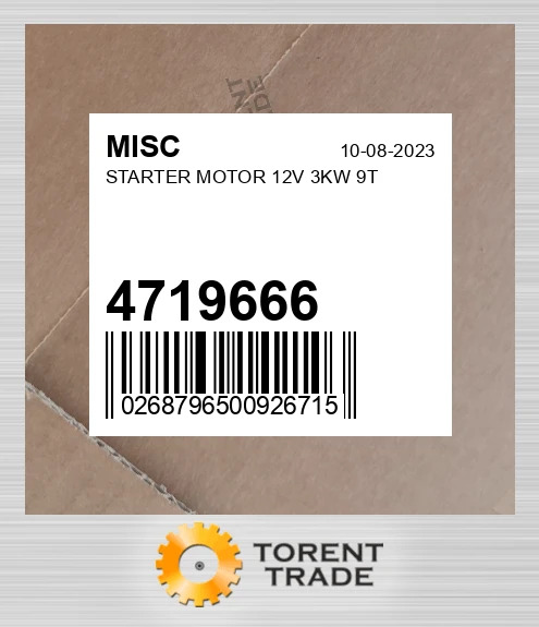 4719666 стартер двигун 12V 3KW 9T MISC NEW AFTERMARKET
