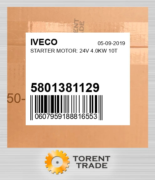 5801381129 стартер двигун: 24V, 4.0KW, 10T IVECO NEW AFTERMARKET