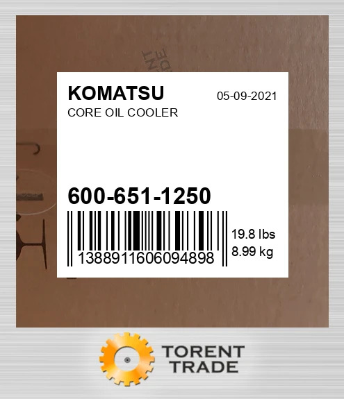 6006511250 Ядро масляного радіатора KOMATSU NEW AFTERMARKET