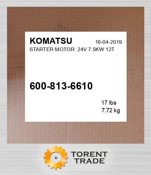 6008136610 Стартер 24В, 7.5 кВт, 12 зубів KOMATSU NEW AFTERMARKET