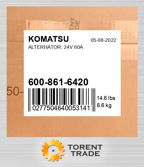6008616420 Генератор: 24V, 60A KOMATSU NEW AFTERMARKET