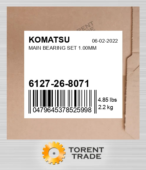 6127268071 Корінний Комплект підшипників 1.00MM KOMATSU NEW AFTERMARKET