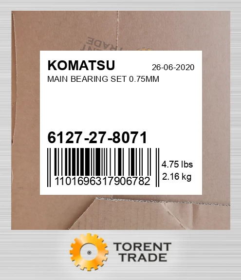 6127278071 Корінний Комплект підшипників 0.75MM KOMATSU NEW AFTERMARKET