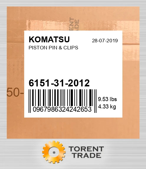 6151312012 Поршень, палець і кліпси KOMATSU NEW AFTERMARKET