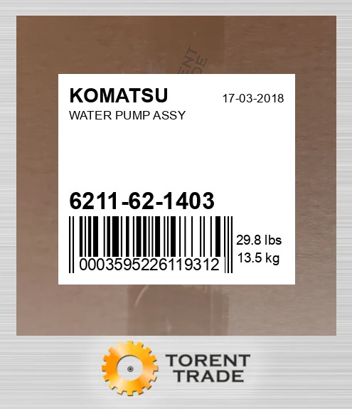 6211621403 Водяний насос у зборі CATERPILLAR NEW AFTERMARKET
