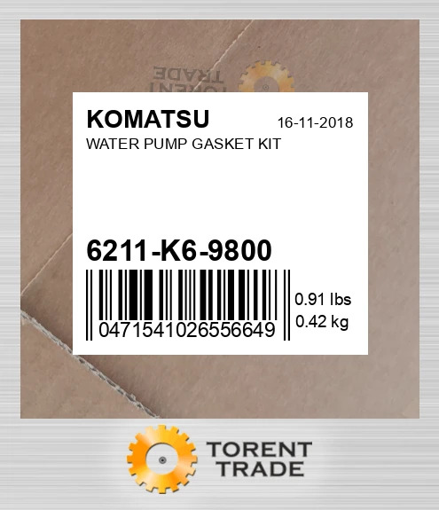 6211k69800 Водяний насос Комплект прокладок KOMATSU NEW AFTERMARKET