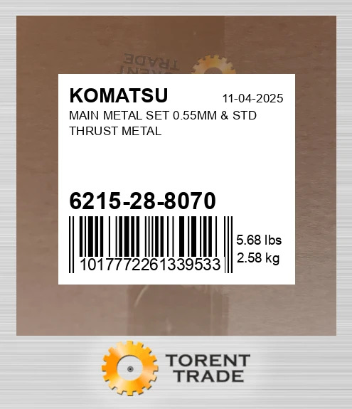 6215288070 Корінний METAL комплект 0.55MM, & STD THRUST METAL KOMATSU NEW AFTERMARKET