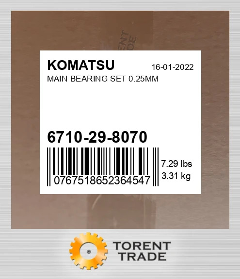 6710298070 Корінний Комплект підшипників 0.25MM KOMATSU NEW AFTERMARKET