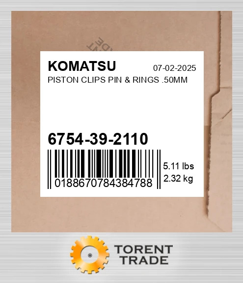 6754392110 Поршень, кліпси, палець і кільця .50MM KOMATSU NEW AFTERMARKET