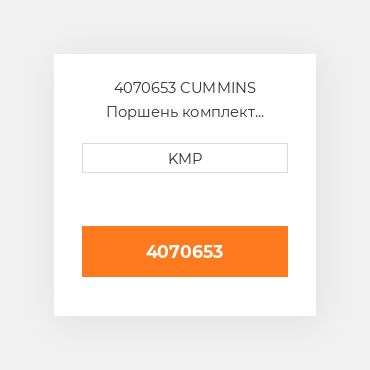 4070653 CUMMINS Поршень комплект PISTON CLIPS PIN & RINGS STD