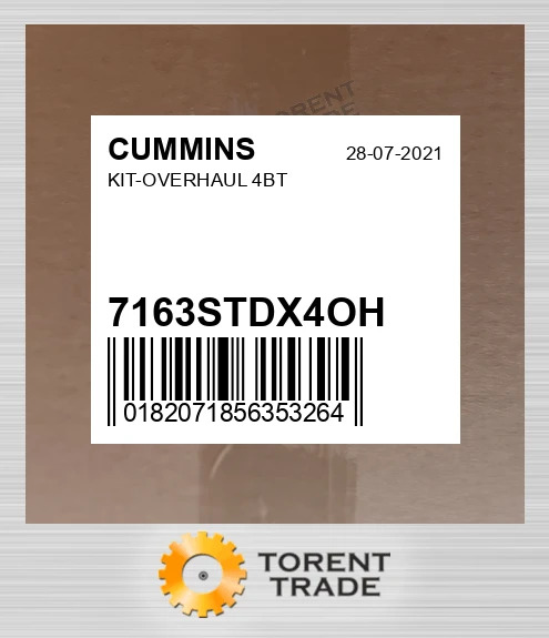 7163STDX4OH комплект-OVERHAUL 4BT CUMMINS NEW AFTERMARKET
