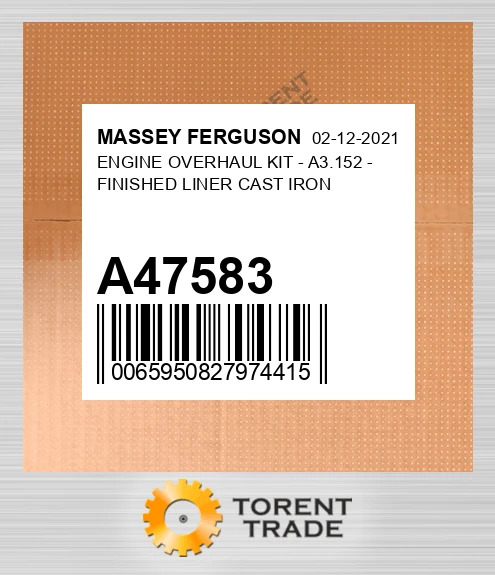 A47583 Капітальний ремонтний комплект двигуна - A3.152 - FINISHED Гільза CAST IRON MASSEY FERGUSON NEW AFTERMARKET