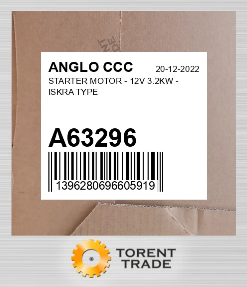A63296 Стартер 12В, 3.2 кВт — тип ISKRA ANGLO CCC NEW AFTERMARKET