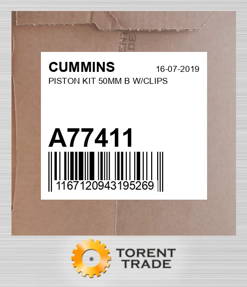 A77411 Поршень комплект, 50MM, B W/Кліпси CUMMINS NEW AFTERMARKET