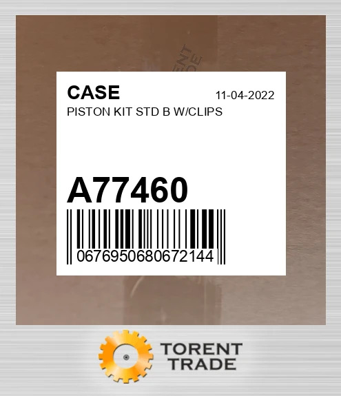 A77460 Поршень комплект, STD, B W/Кліпси CASE NEW AFTERMARKET