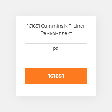 161651 Cummins KIT, Liner Ремкомплект