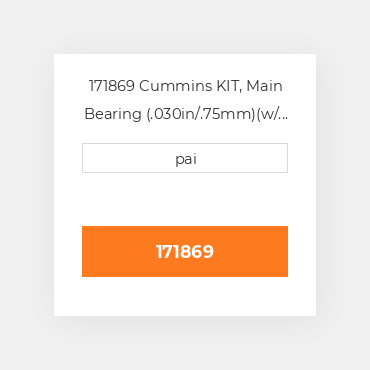 171869 Cummins KIT, Main Bearing (.030in/.75mm)(w/ Tab) Ремкомплект