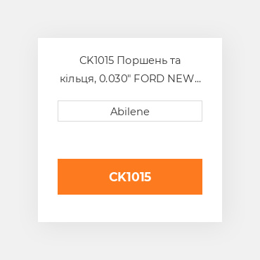 CK1015 Поршень та кільця, 0.030" FORD NEW HOLLAND NEW AFTERMARKET