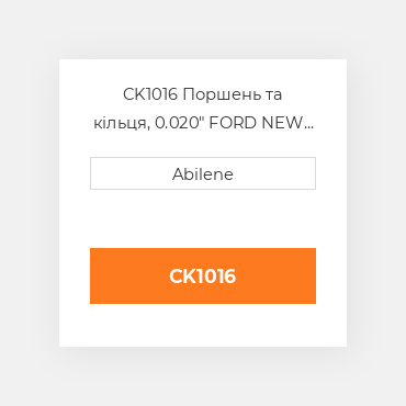 CK1016 Поршень та кільця, 0.020" FORD NEW HOLLAND NEW AFTERMARKET