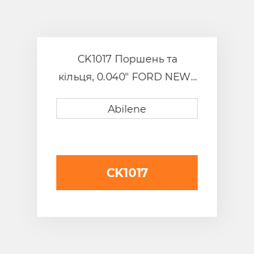 CK1017 Поршень та кільця, 0.040" FORD NEW HOLLAND NEW AFTERMARKET