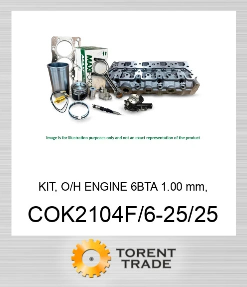 COK2104F/6-25/25 Комплект, капітальний ремонт двигуна, 6BTA 1.00 мм, розщеплений  MAXIFORCE