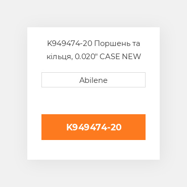 K949474-20 Поршень та кільця, 0.020" CASE NEW AFTERMARKET