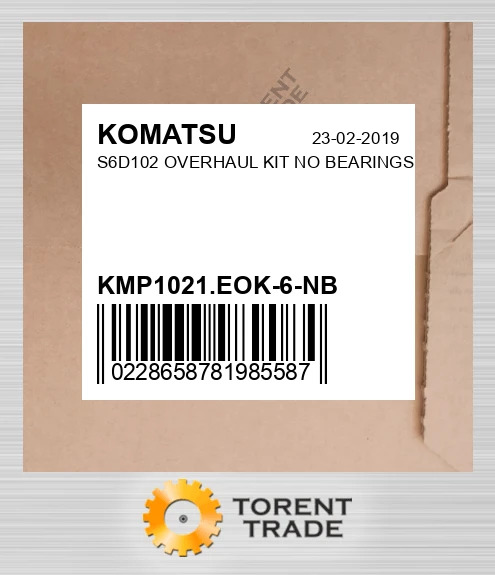 KMP1021.EOK-6-NB S6D102 Капітальний ремонтний комплект NO BEARINGS KOMATSU NEW AFTERMARKET