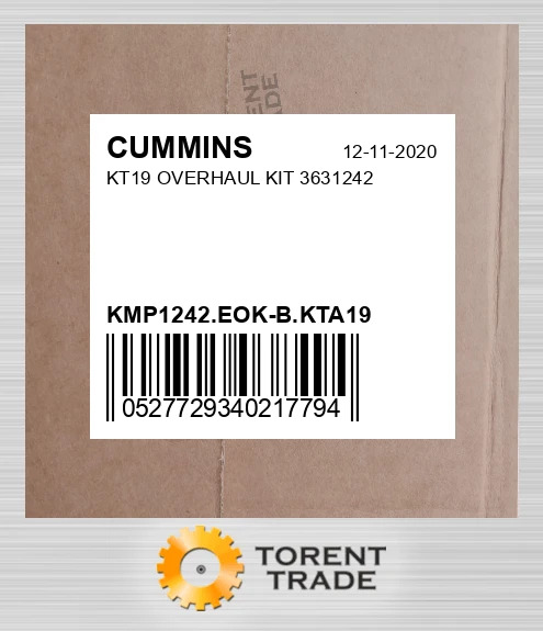 KMP1242.EOK-B.KTA19 KT19 Капітальний ремонтний комплект 3631242 CUMMINS NEW AFTERMARKET
