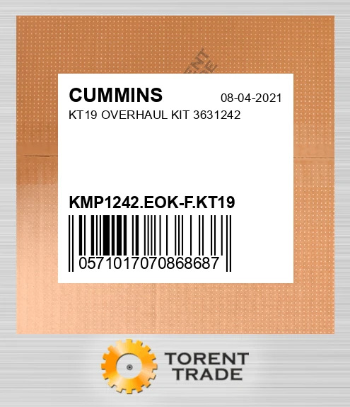 KMP1242.EOK-F.KT19 KT19 Капітальний ремонтний комплект 3631242 CUMMINS NEW AFTERMARKET