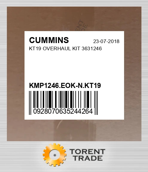 KMP1246.EOK-N.KT19 KT19 Капітальний ремонтний комплект 3631246 CUMMINS NEW AFTERMARKET